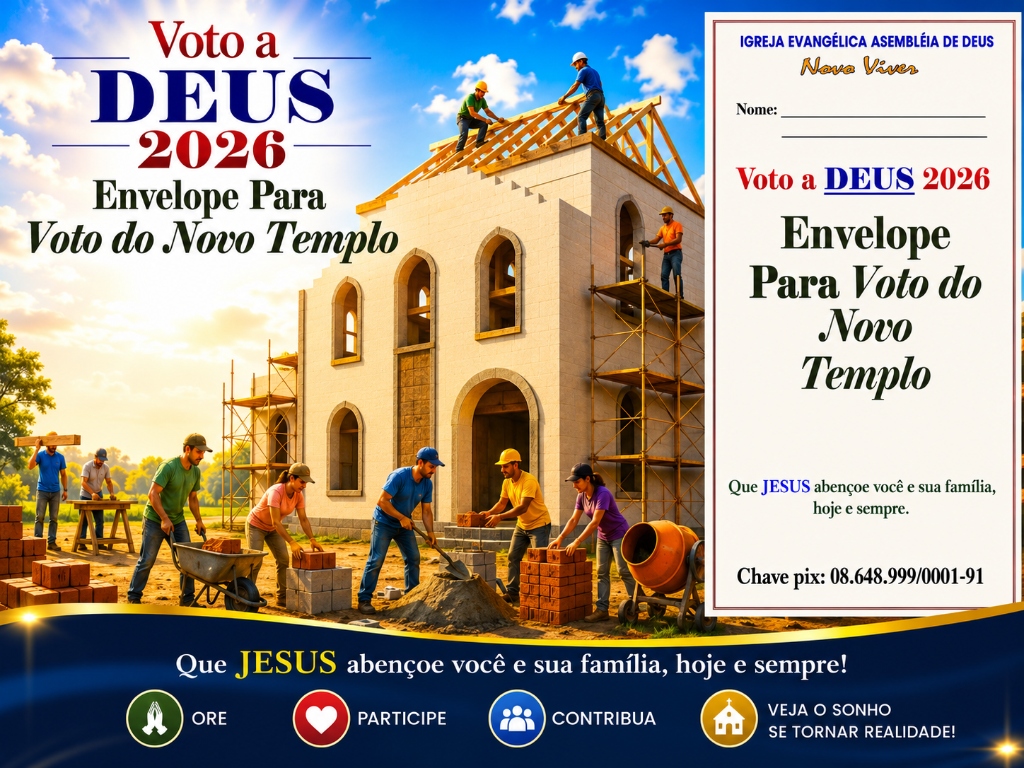Voto a Deus 2026 - Envelope Para Voto do Novo Templo